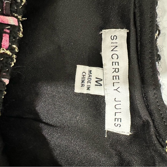 NEW Sincerely Jules Black/Pink Multi Colour Tweed Dress Size M NWOT - Picture 4 of 5